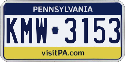 PA license plate KMW3153