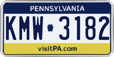 PA license plate KMW3182