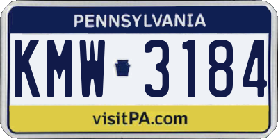 PA license plate KMW3184