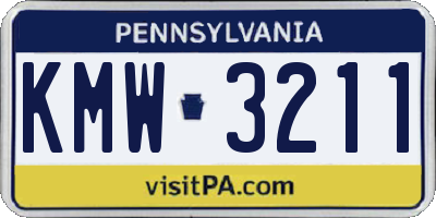 PA license plate KMW3211