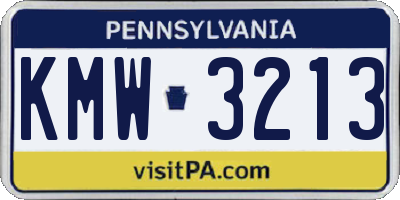 PA license plate KMW3213