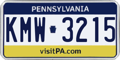 PA license plate KMW3215