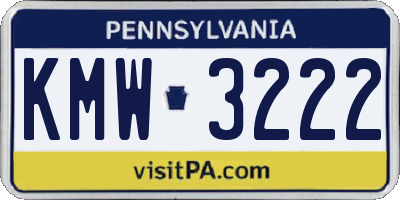 PA license plate KMW3222
