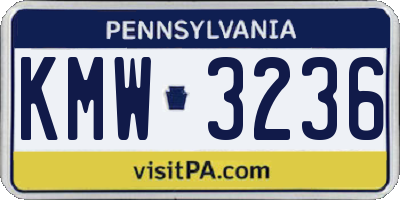 PA license plate KMW3236