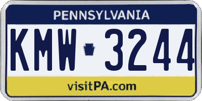 PA license plate KMW3244