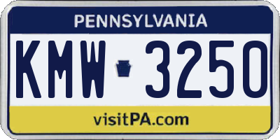 PA license plate KMW3250