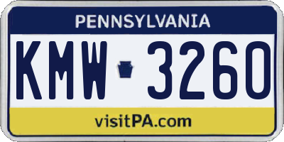 PA license plate KMW3260