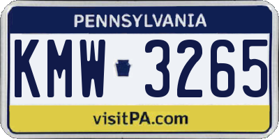 PA license plate KMW3265