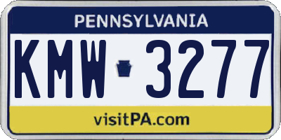 PA license plate KMW3277
