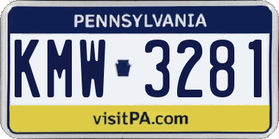PA license plate KMW3281