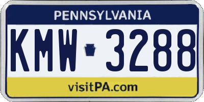 PA license plate KMW3288