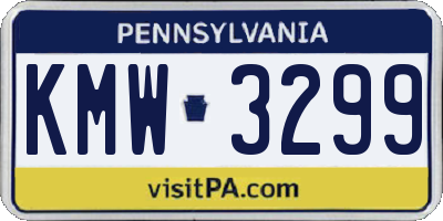 PA license plate KMW3299