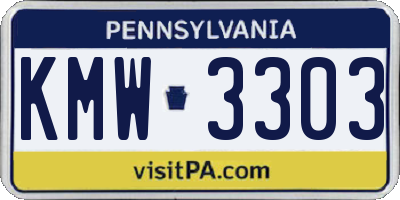 PA license plate KMW3303