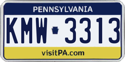 PA license plate KMW3313