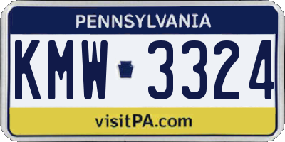 PA license plate KMW3324