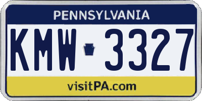 PA license plate KMW3327