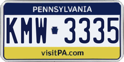 PA license plate KMW3335