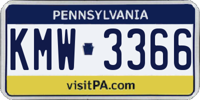 PA license plate KMW3366