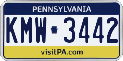 PA license plate KMW3442