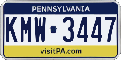 PA license plate KMW3447