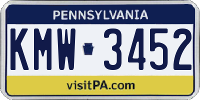 PA license plate KMW3452