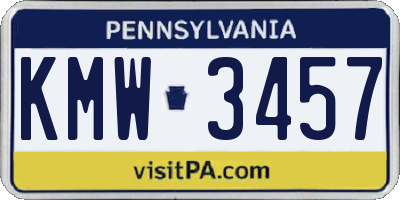 PA license plate KMW3457