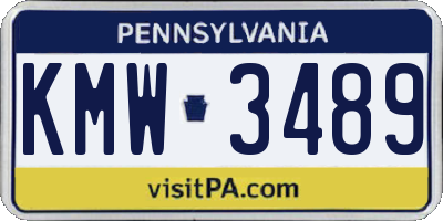 PA license plate KMW3489