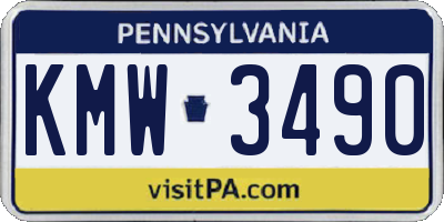 PA license plate KMW3490