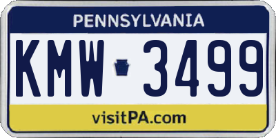 PA license plate KMW3499