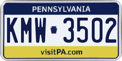 PA license plate KMW3502