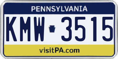 PA license plate KMW3515