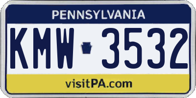 PA license plate KMW3532