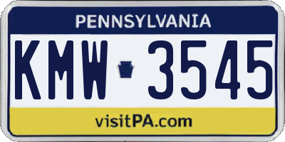 PA license plate KMW3545