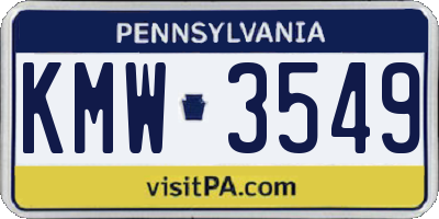 PA license plate KMW3549