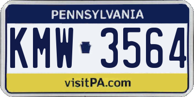 PA license plate KMW3564