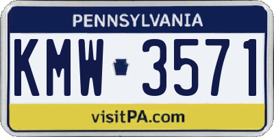 PA license plate KMW3571