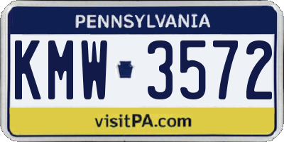 PA license plate KMW3572