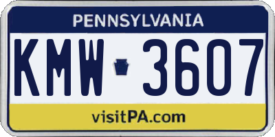 PA license plate KMW3607