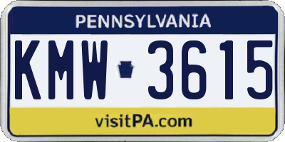 PA license plate KMW3615