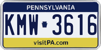 PA license plate KMW3616