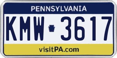 PA license plate KMW3617