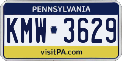PA license plate KMW3629