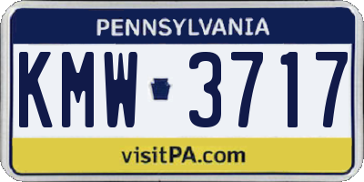 PA license plate KMW3717