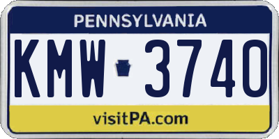 PA license plate KMW3740