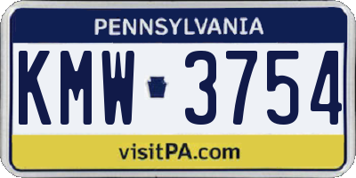 PA license plate KMW3754