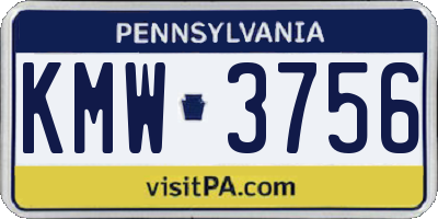 PA license plate KMW3756