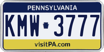 PA license plate KMW3777