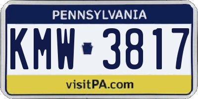 PA license plate KMW3817