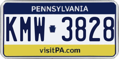 PA license plate KMW3828