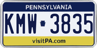 PA license plate KMW3835